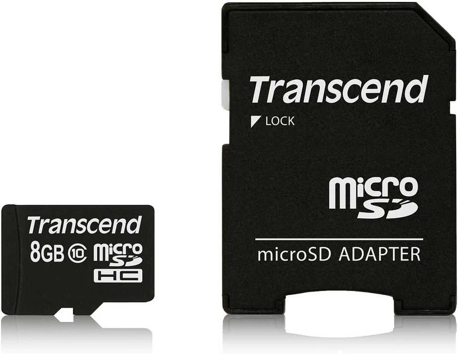 Atminties kortelė Transcend Micro SDHC 8GB 10 klasės + SD adapteris