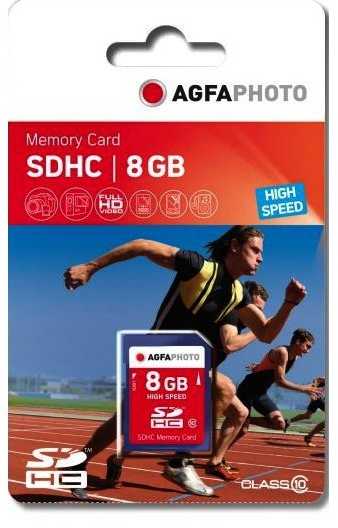 Atminties kortelė AgfaPhoto SDHC kortelė 8 GB didelės spartos 10 klasės UHS I