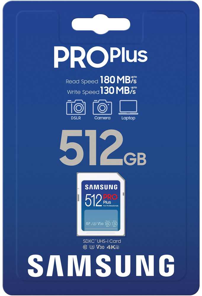 Atminties kortelė Samsung PRO Plus SDXC 512GB UHS-I U3 [Rašyti 130MB/s Skaityti 180MB/s] v 2023