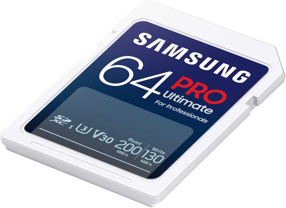 Atminties kortelė Samsung PRO Ultimate SDXC 64GB UHS-I U3 [Zapis 130MB/s Odczyt 200MB/s]