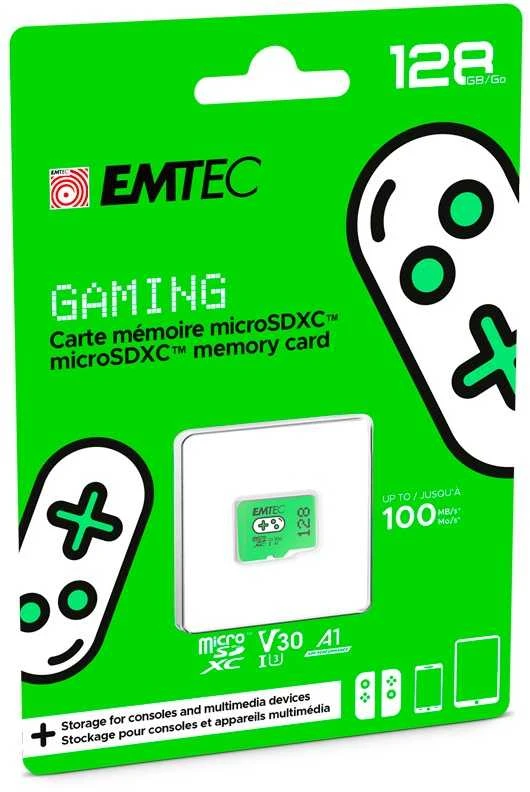 Atminties kortelė „Karta Emtec Gaming Micro SDXC“ 128 GB, 10 klasės UHS-I/U3 A1 V30 (ECMSDM128GXCU3G)