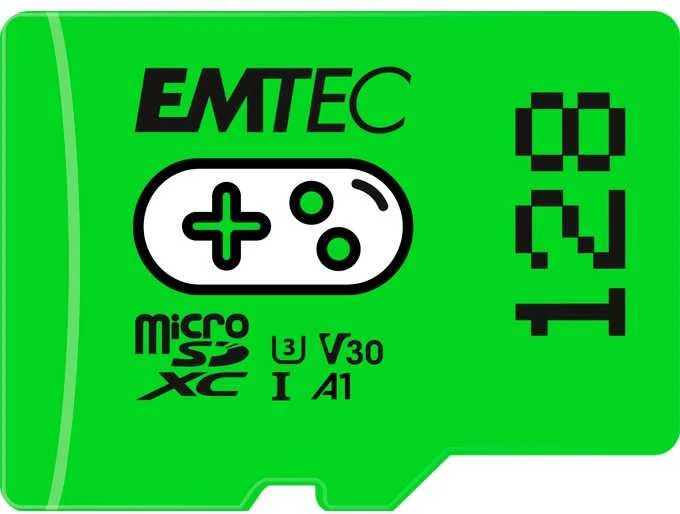Atminties kortelė „Karta Emtec Gaming Micro SDXC“ 128 GB, 10 klasės UHS-I/U3 A1 V30 (ECMSDM128GXCU3G)
