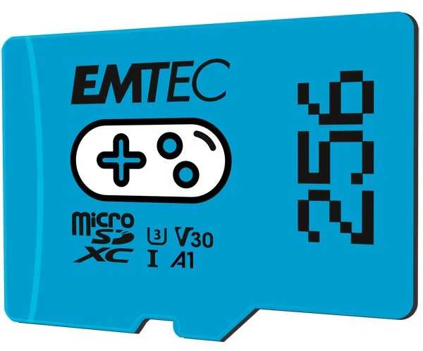 Atminties kortelė Karta Emtec Gaming Micro SDXC 256 GB 10 klasės UHS-I/U3 A1 V30 (ECMSDM256GXCU3G)