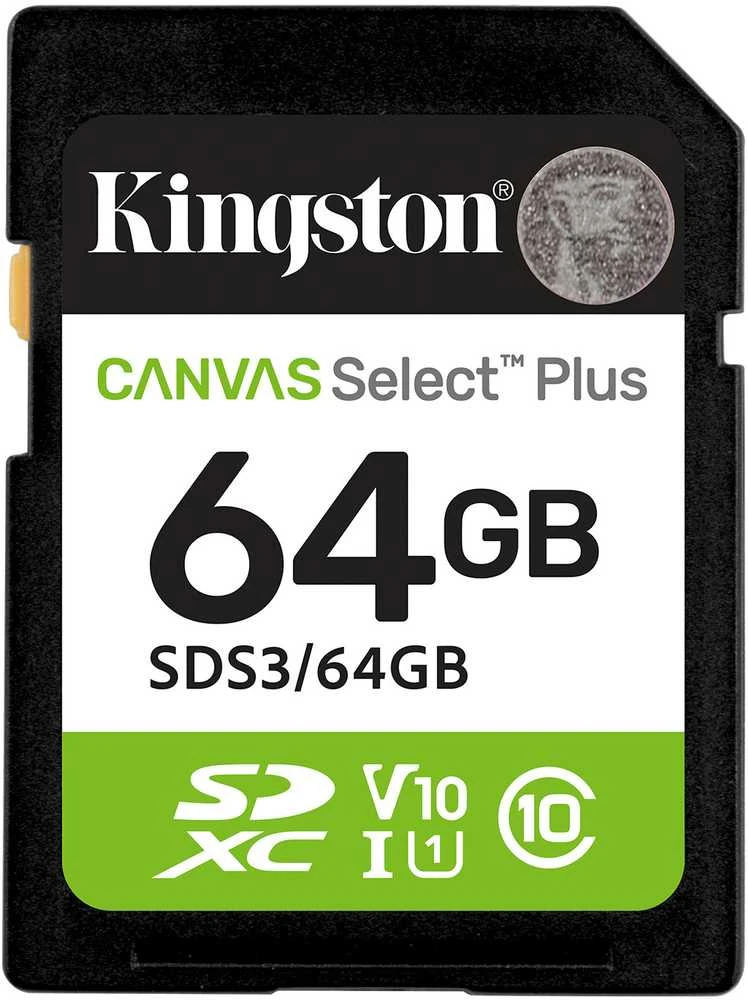 „Kingston Technology“ 64 GB SDXC Canvas Select Plus Gen3 100 MB/s C10 UHS-I U1 V10 atminties kortelė