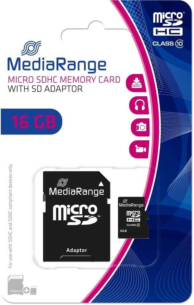 Atminties kortelė Atmintis micro SDHC 16GB C10 MR958 MEDIARANGE