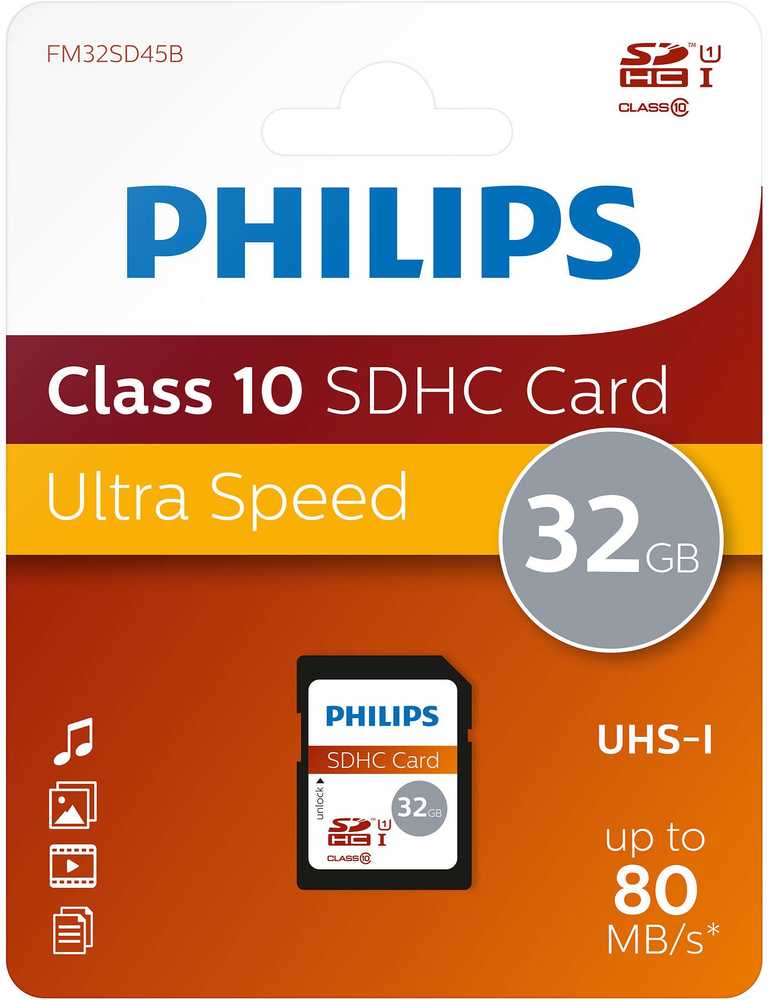 Atminties kortelė „Philips“ SDHC kortelė 32 GB, 10 klasės UHS-I U1