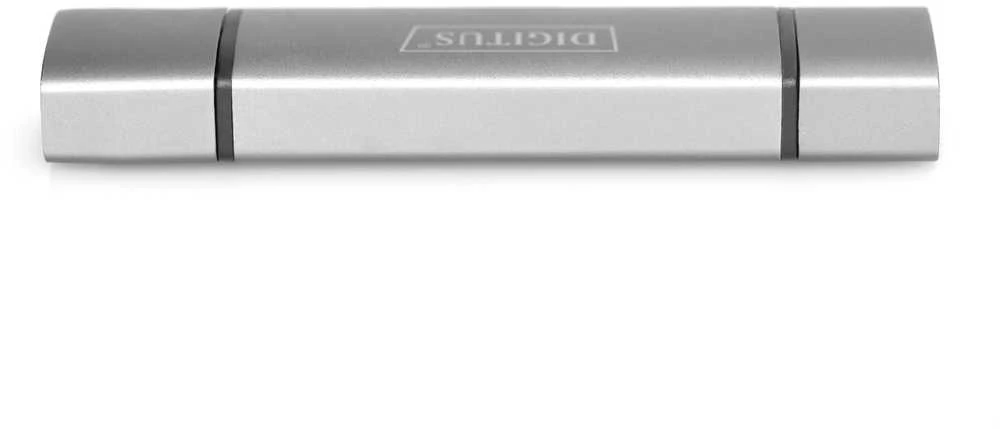 Assmann Electronic DIGITUS DA-70886 Combo kortelių skaitytuvo šakotuvas USB-C+USB 3.0 1x SD 1xMicroSD 1xUSB 3.0 pilkas