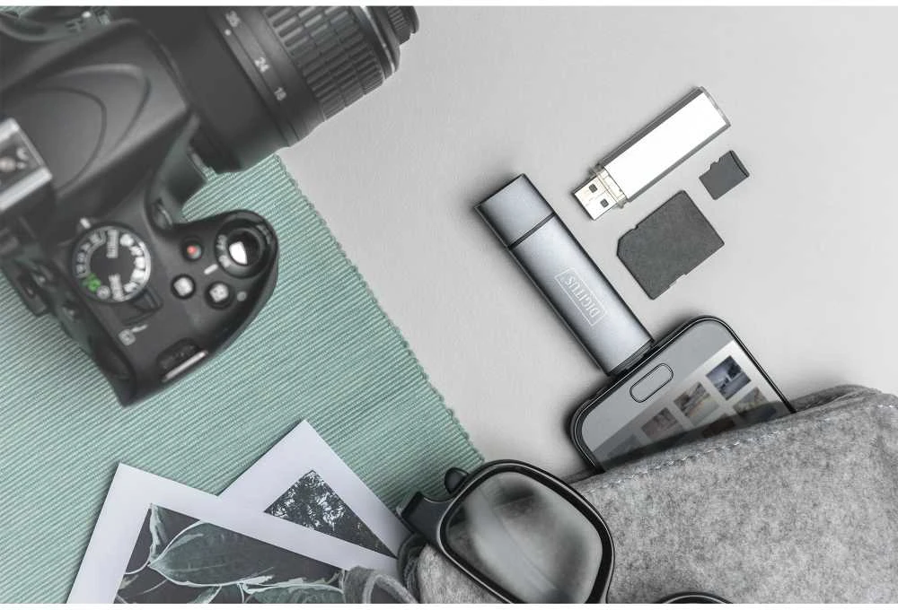 Assmann Electronic DIGITUS DA-70886 Combo kortelių skaitytuvo šakotuvas USB-C+USB 3.0 1x SD 1xMicroSD 1xUSB 3.0 pilkas