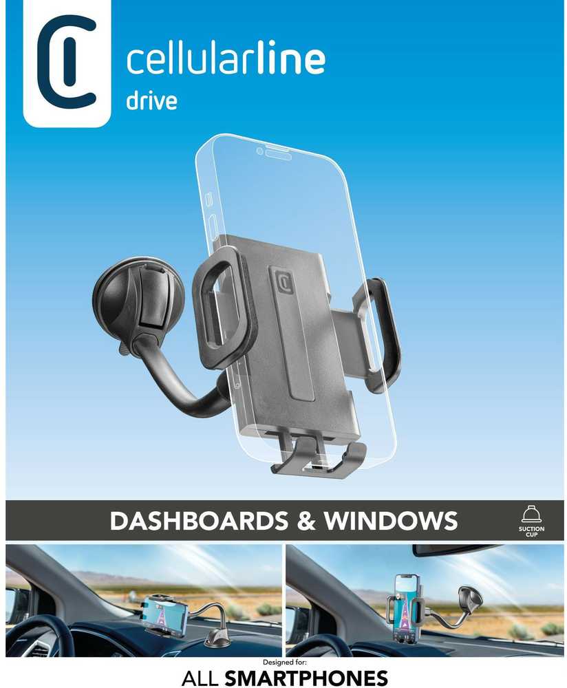 Cellular Line Cellularline laikiklis automobiliui HUG FLEXI su supergrip siurbtuku