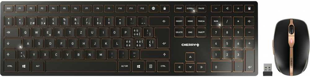 Klaviatūra ir pelė Kit CHERRY DW 9100 SLIM, RF belaidė + Bluetooth, QWERTZ, Juodas, Pelė Included