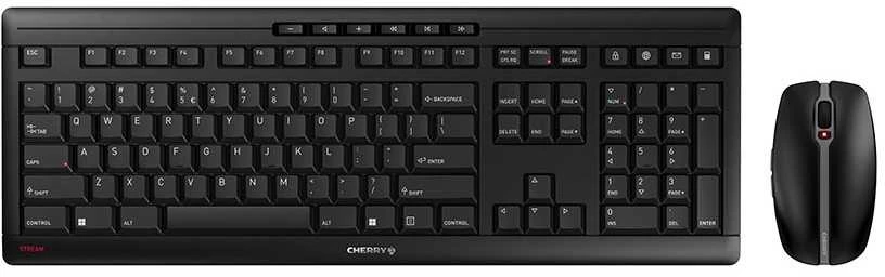 Klaviatūra Cherry Desktop Stream RECHARGE [US/EU] Wireless Juodas US-Englisch mit -Zeichen