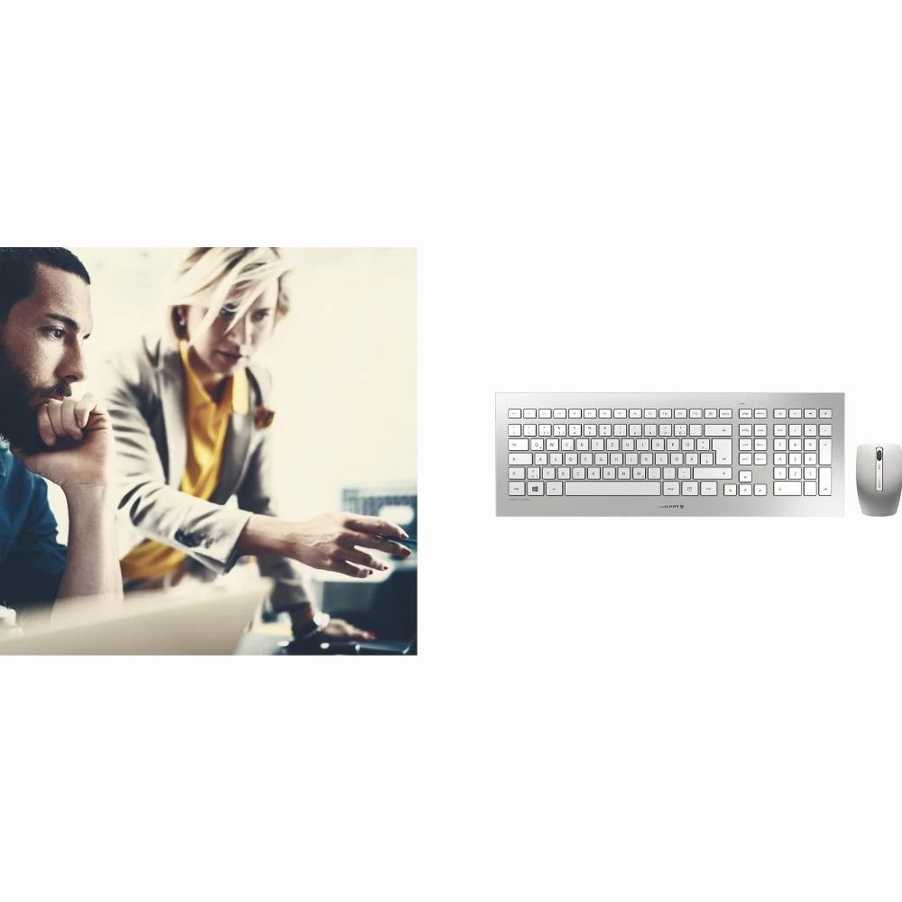 CHERRY DW 8000 klaviatūra Radijo dažnio belaidė QWERTZ Vokiečių Sidabras, Balta