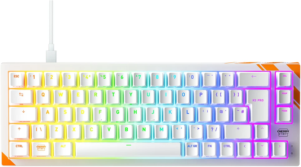 Cherry K5 PRO TMR COMPACT Klaviatūra - Baltas UK LAYOUT MAGNETIC SWITCH
