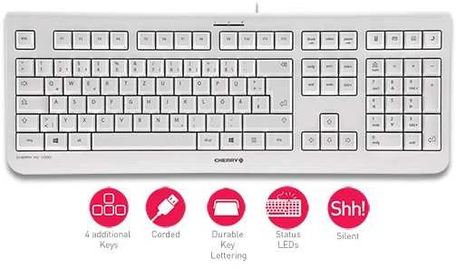 Klaviatūra Cherry KC 1000 su laidu CH-išdėstymas wei/grau
