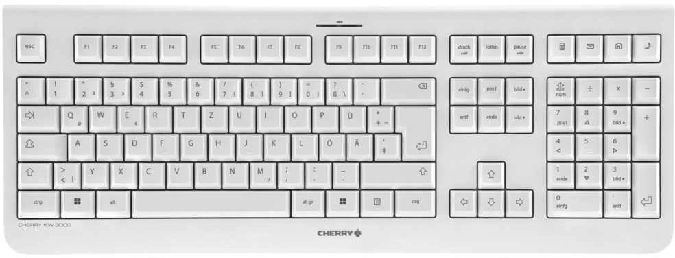 CHERRY KW 3000 Klaviatūra WIRELES - GERMANY USB Baltas