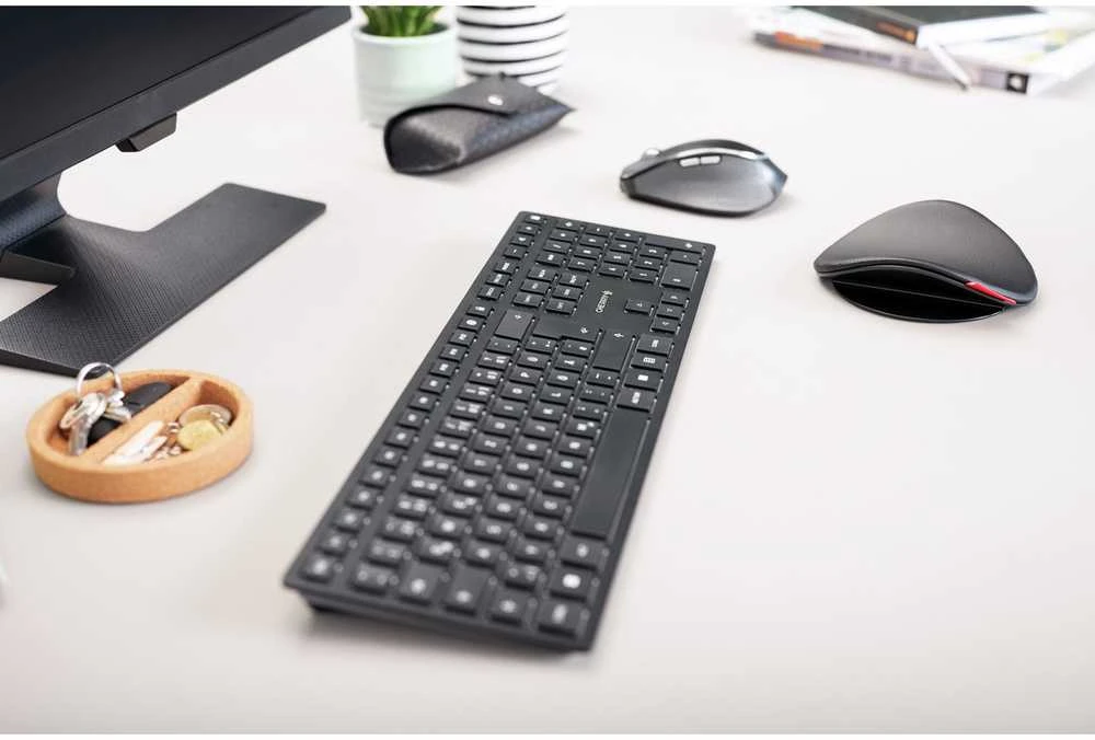 Klaviatūra CHERRY KW 9100 SLIM Bluetooth + Funk, CH-išdėstymas, juodas
