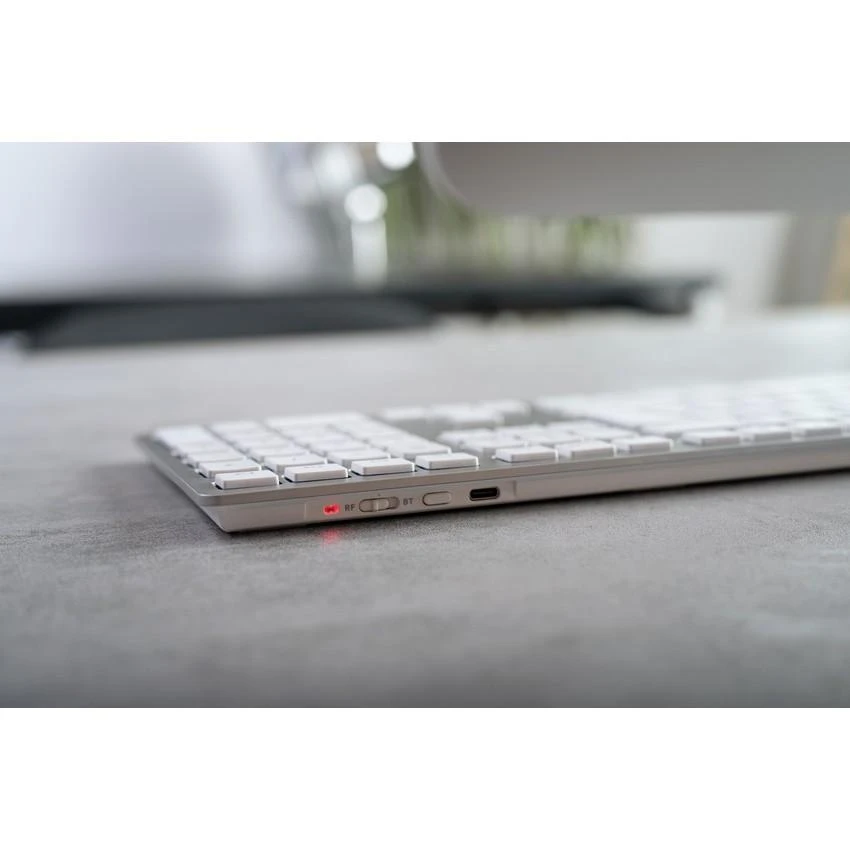 CHERRY KW 9100 SLIM - Klaviatūra - QWERTZ - Deutsch - baltas, Sidabrinė