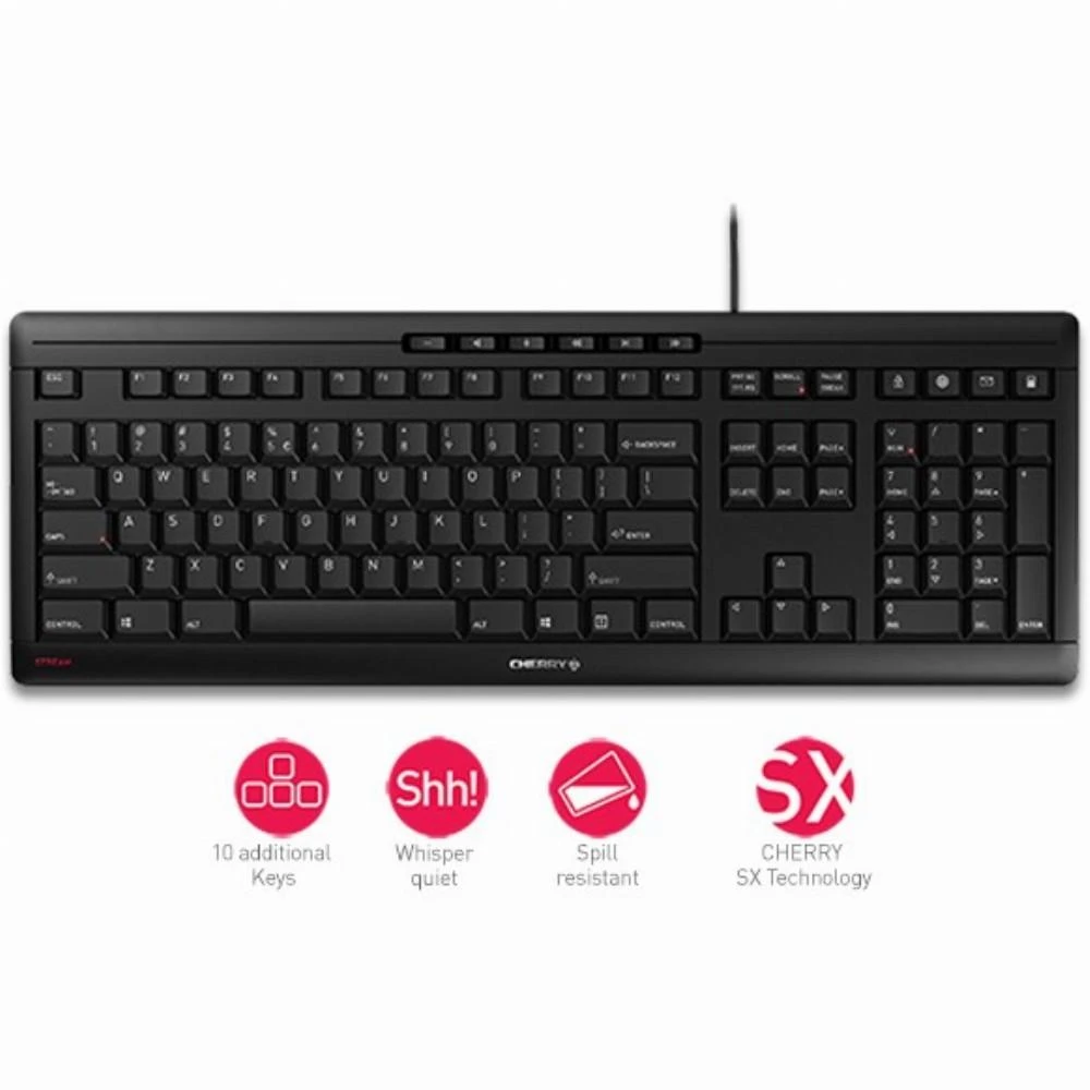 CHERRY JK-8500 klaviatūra USB QWERTY Anglų Juoda