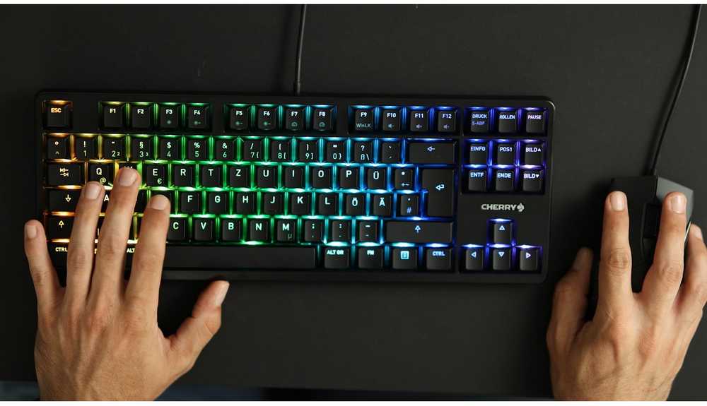 Klaviatūra CHERRY G80-3000N RGB TKL MX tylūs raudoni jungikliai, EU-išdėstymas, juodas
