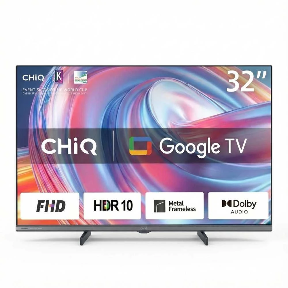Televizorius Chiq L32FM9V 32 colių 80 cm 16:9 FHD LED „Google“ televizorius su juodu ekranu
