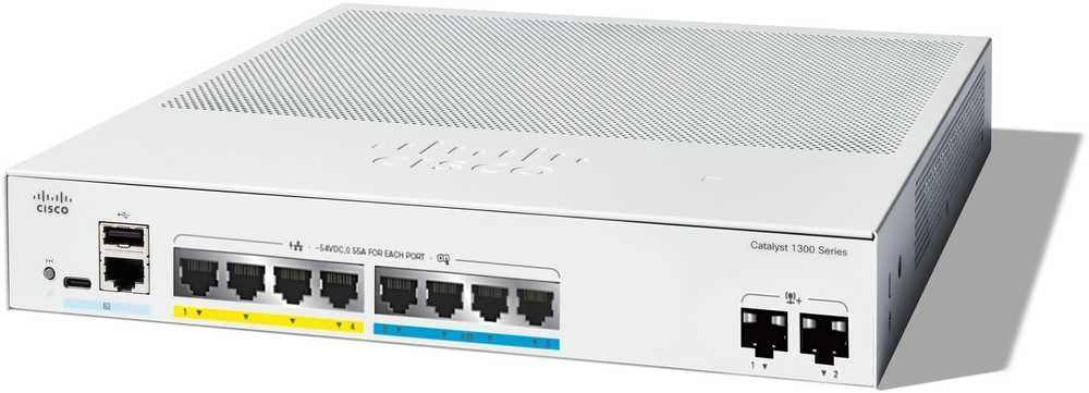 Šakotuvas Cisco CATALYST 1300 4-PORT 2.5GE - 4-PORT GE POE 2X10G SFP+