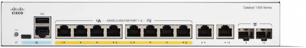 Šakotuvas Cisco CATALYST 1300 8-PORT GE POE EXT - PS 2X1G COMBO