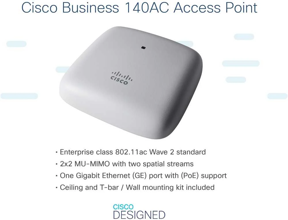 Maršrutizatorius Cisco CBW140AC 802.11ac 2x2 Wave 2 prieigos taško lubų laikiklis – 3P