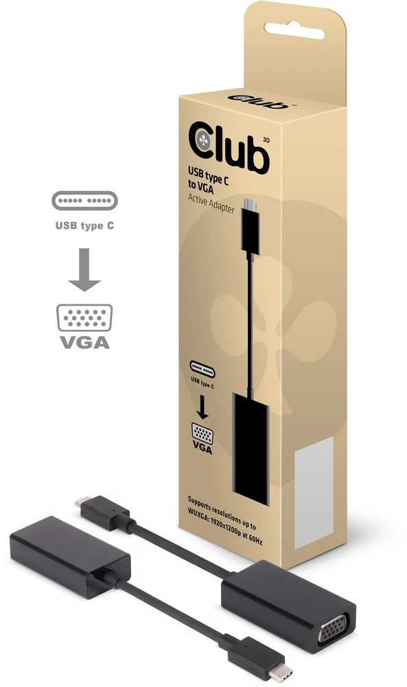 Adapteris USB Club 3D USB-C – VGA Juodas (CAC-1502)