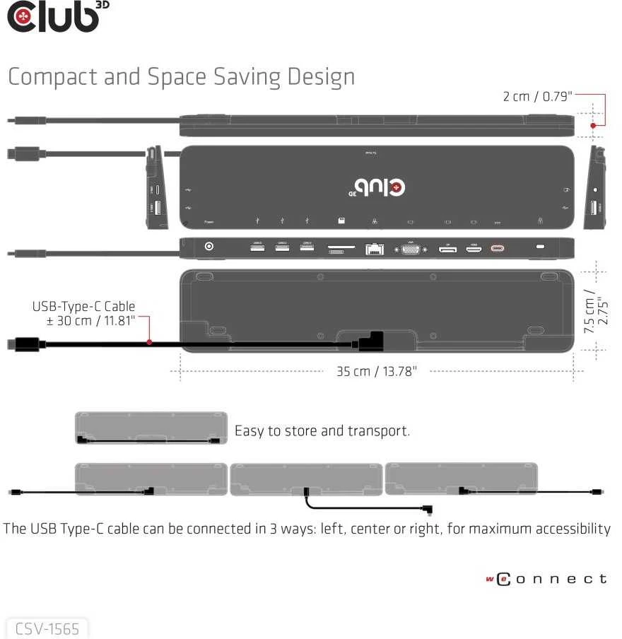 Club 3D USB-C stotis / replikatorius (CSV-1565)