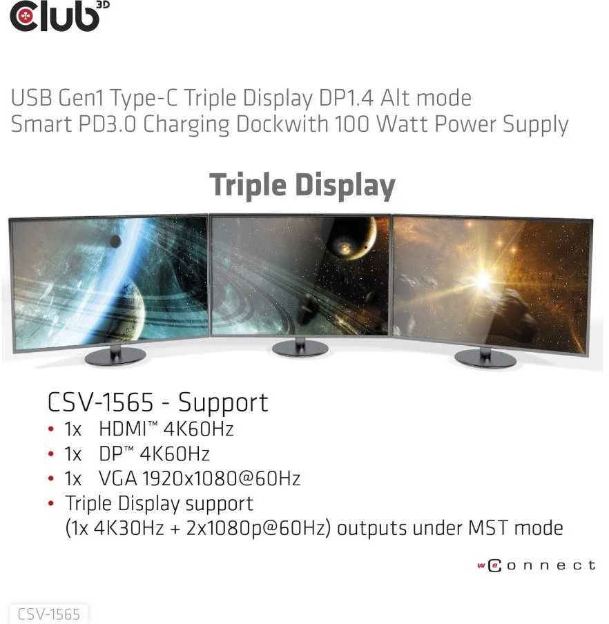 Club 3D USB-C stotis / replikatorius (CSV-1565)