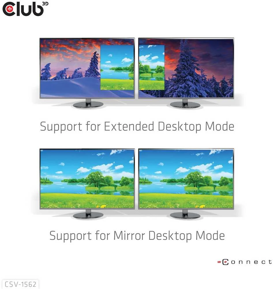 Club 3D CLD CLUB3D CSV-1562 knyginių kompiuterių dokas / jungčių replikatorius Prijungimas USB 3.2 Gen 1 (3.1 Gen 1) Type-C Juoda