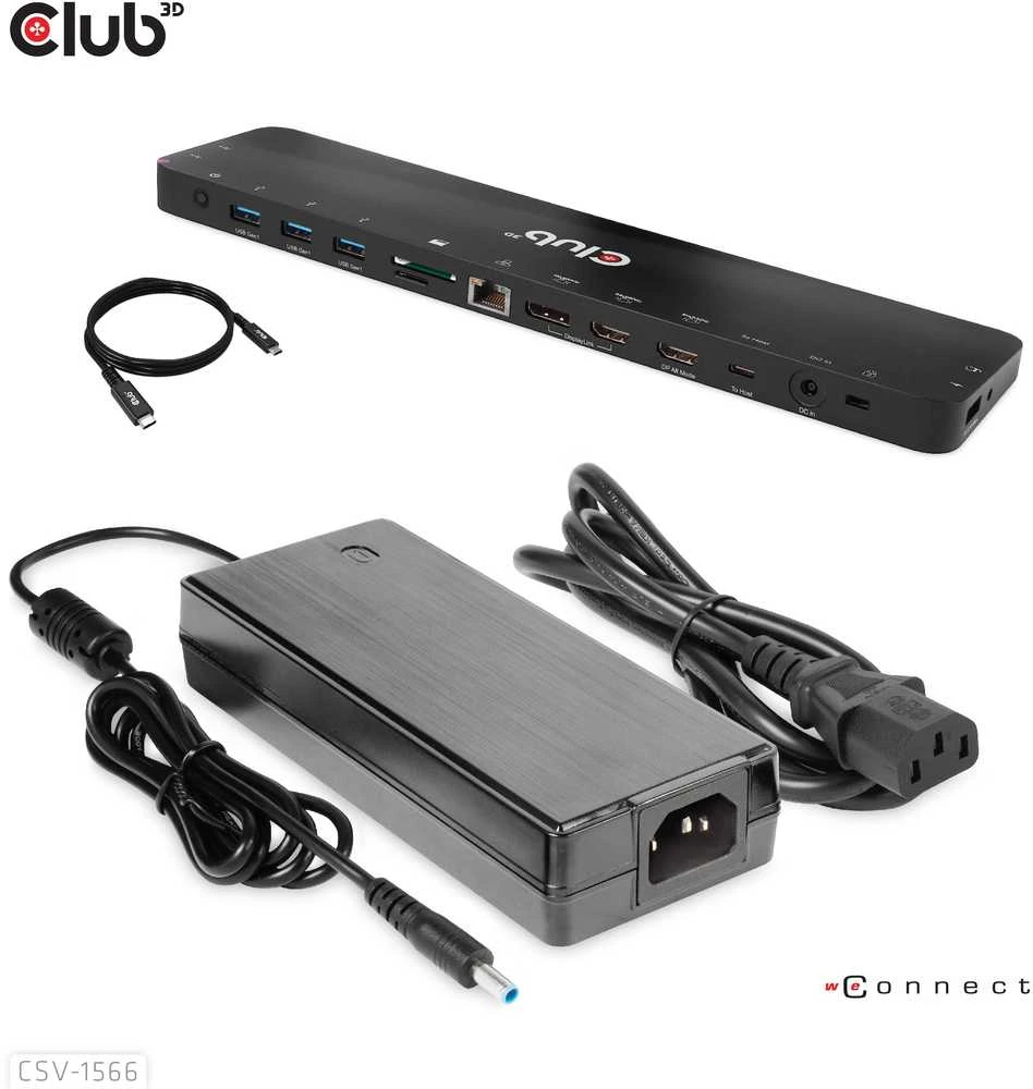Club 3D USB Gen1 Type-C Triple Ekranas DP Alt Mode PD Docking Station 120W