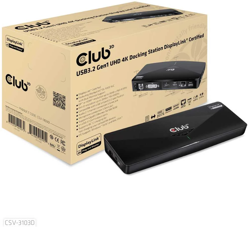 Club 3D SenseVision 4K USB stotis / replikatorius (CSV-3103D)