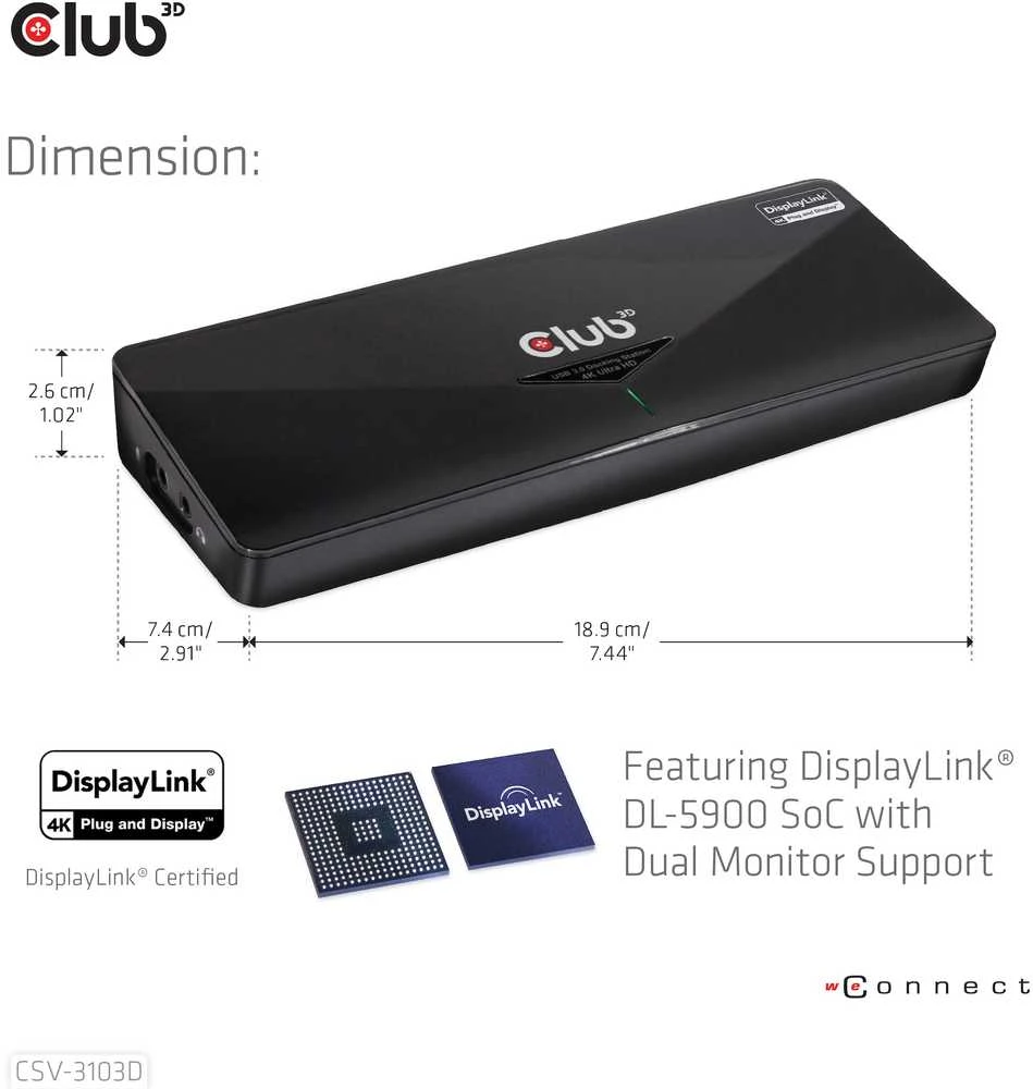 Club 3D SenseVision 4K USB stotis / replikatorius (CSV-3103D)