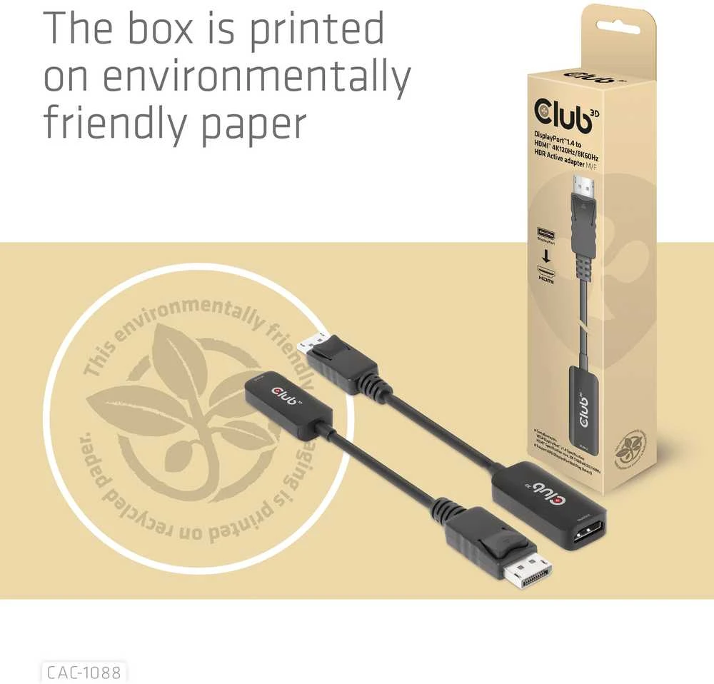 Club 3D CLUB3D CAC-1088 kabelio adapteris 0.21m DisplayPort HDMI juodas