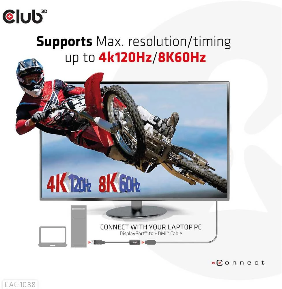 Club 3D CLUB3D CAC-1088 kabelio adapteris 0.21m DisplayPort HDMI juodas