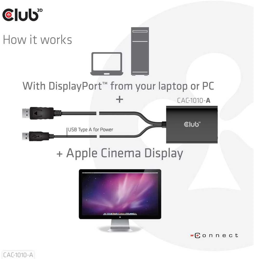 Club 3D CLD CLUB3D CAC-1010-A vaizdo kabelio adapteris 0,6 m DisplayPort DVI-D + USB Juoda