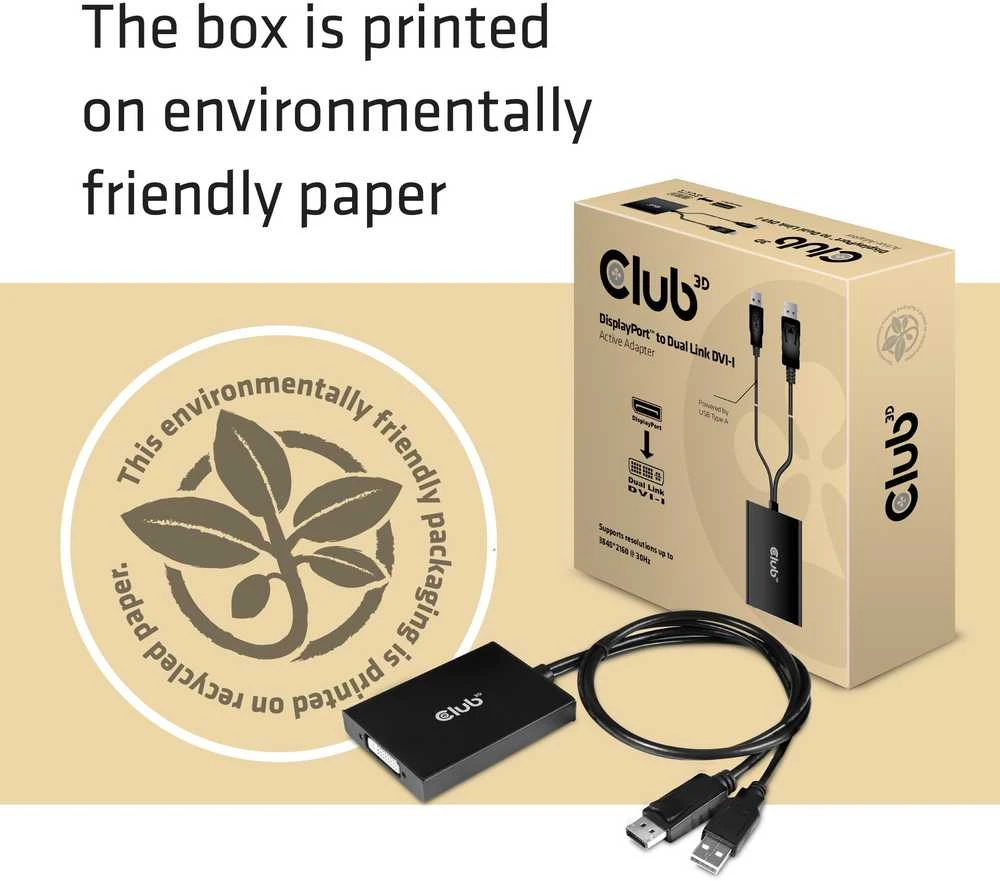 Club 3D DisplayPort į Dual Link DVI-D HDCP ON versijos aktyvusis adapteris M/F - CAC-1010