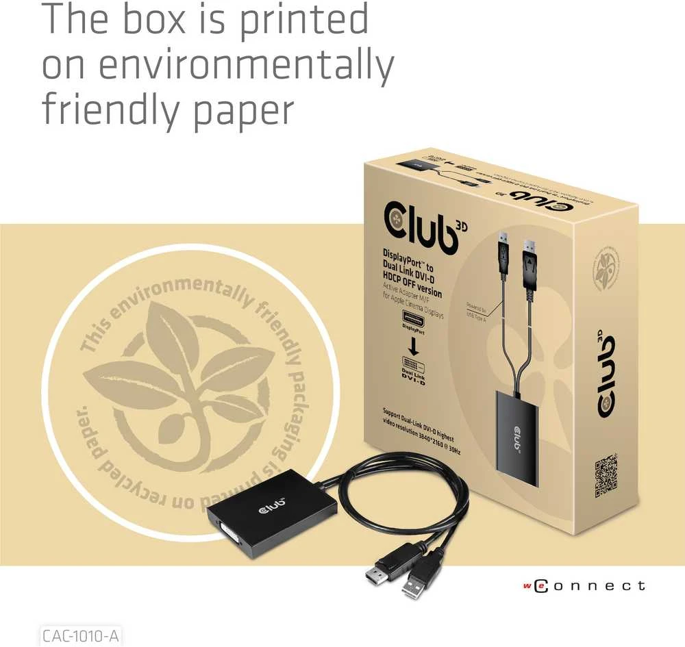 Club 3D CLD CLUB3D CAC-1010-A vaizdo kabelio adapteris 0,6 m DisplayPort DVI-D + USB Juoda