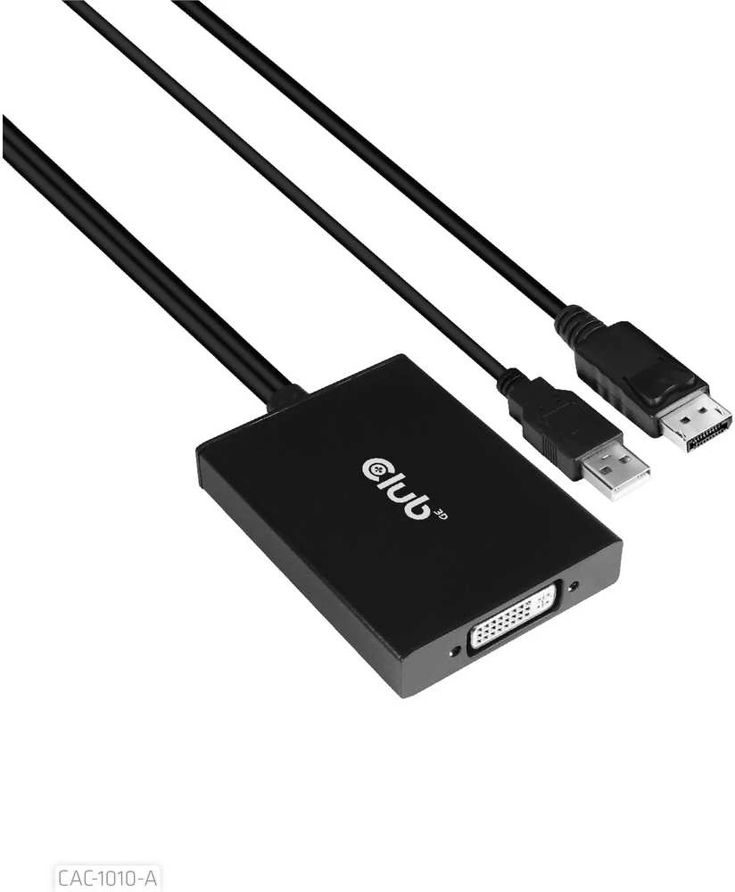Club 3D CLD CLUB3D CAC-1010-A vaizdo kabelio adapteris 0,6 m DisplayPort DVI-D + USB Juoda