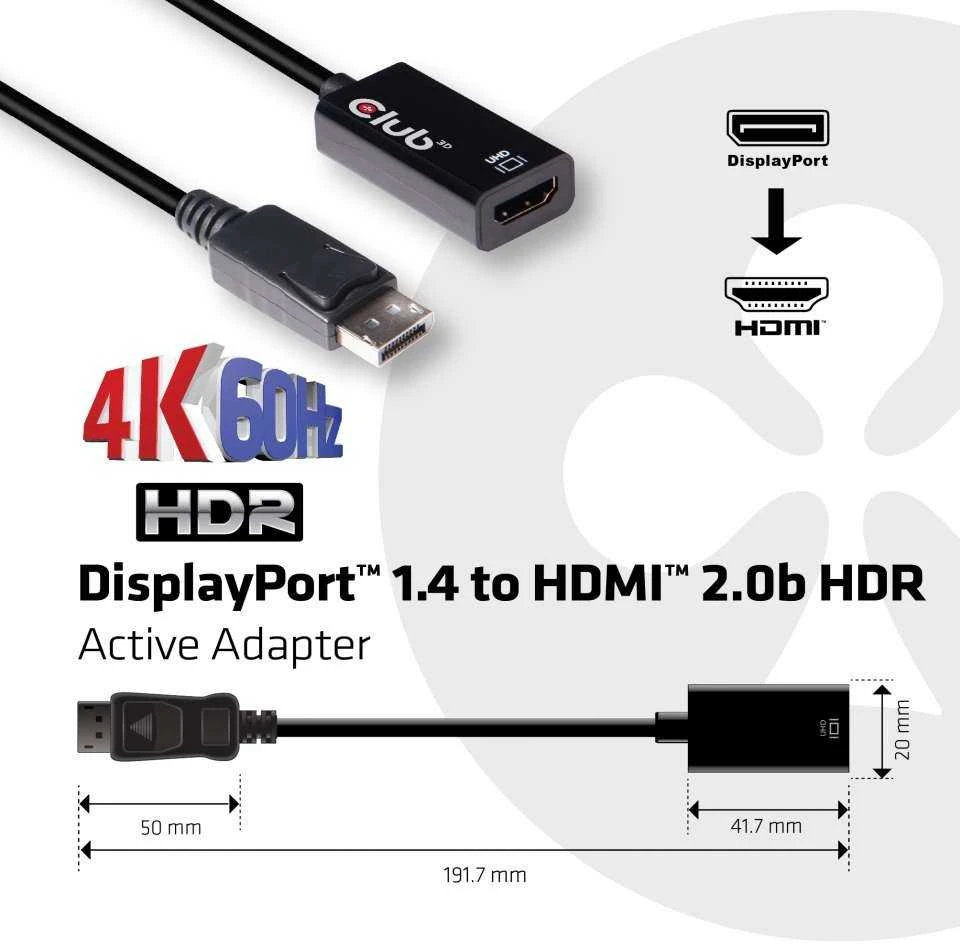 CLUB 3D DP 1.4 > HDMI2.0b HDR ACTIVE