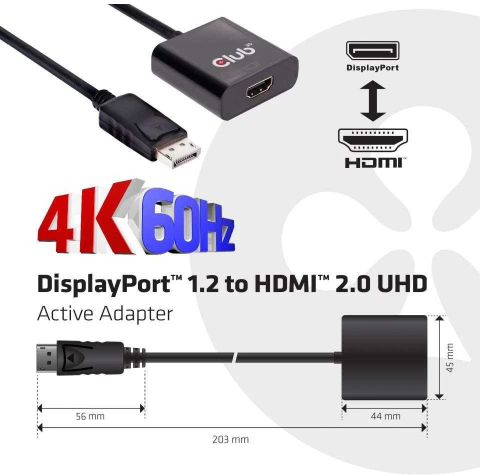 Kabelis Club 3D DisplayPort - HDMI 0.15m juoda (CAC-2070)