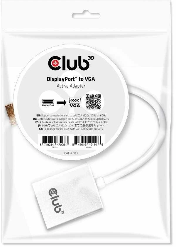 CLUB 3D Displayport prie VGA Active Adapte