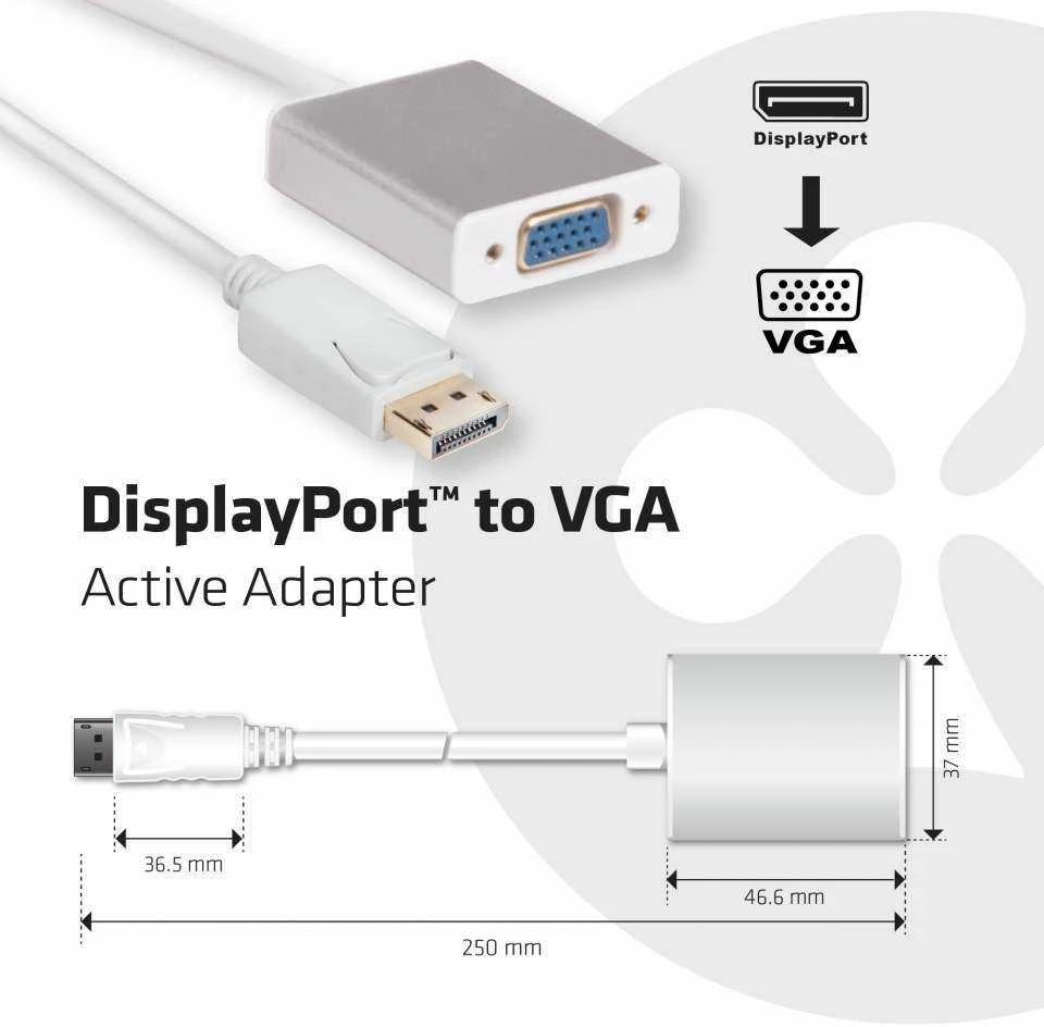 CLUB 3D Displayport prie VGA Active Adapte
