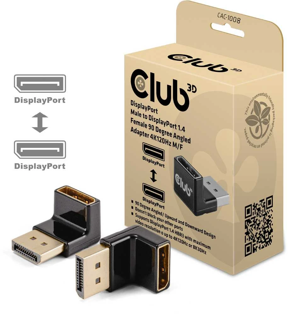 Adapteris AV Club 3D Club3D Adapteris DP > DP 1.4 90° kampu 4K@120Hz St/Bu mažmeninė prekyba