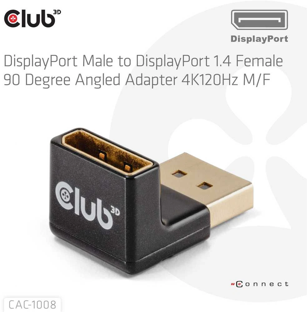 Adapteris AV Club 3D Club3D Adapteris DP > DP 1.4 90° kampu 4K@120Hz St/Bu mažmeninė prekyba