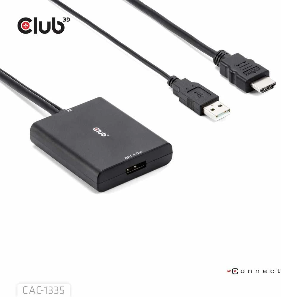 Club 3D HDMI + Micro USB į DisplayPort 4K120Hz/8K30Hz aktyvus adapteris