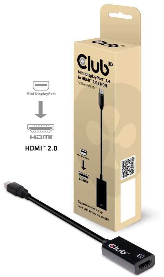 Club 3D CLUB3D Mini DisplayPort 1.4 į HDMI 2.0b HDR aktyvus adapteris