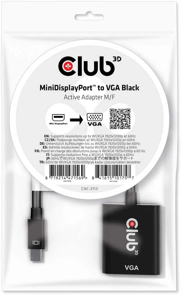 Club 3D Club3D adapteris aktyvus Mini DisplayPort į VGA