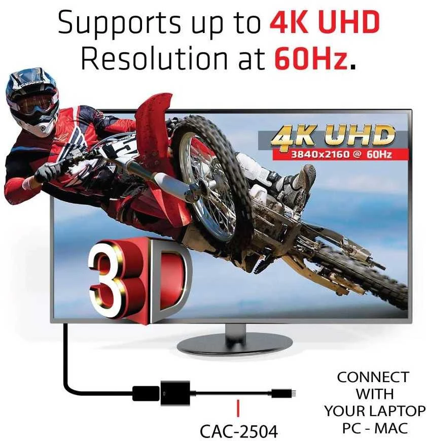 „Club 3D“ USB 3.1 C tipo į HDMI 2.0, 4K 60Hz aktyvus adapteris